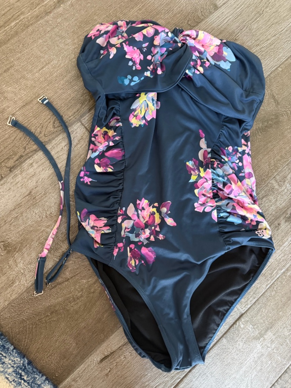 Albion Navy Floral Women’s One-Piece Swimsuit with Pink Accents